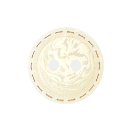 Tan 2-Hole Pants Button with Stitched Edge and Dull Finish