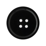 34L (27/32") Black 4-Hole Menswear Button with Shiny Finish