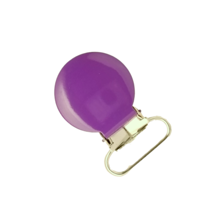 Round Pacifier Clips With Platic For 5/8" Ribbon - Bags of 50 Sets, Purple