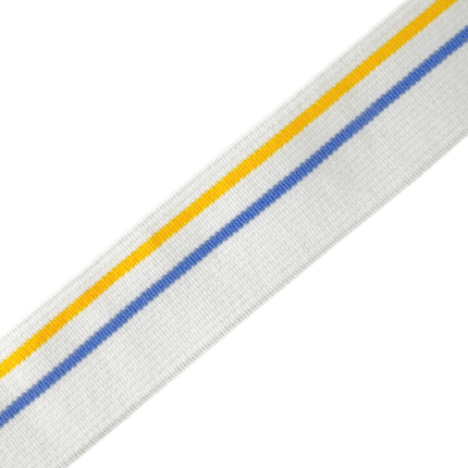 White With Blue And Gold 1+1/4" Underwear Elastic Spooled