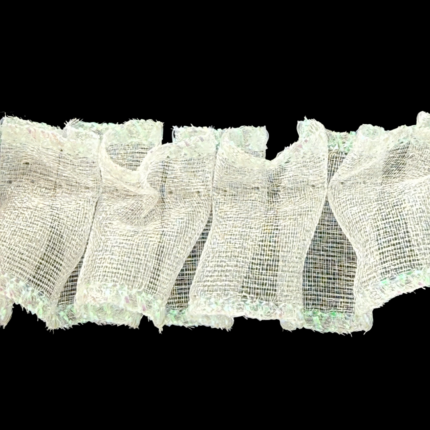 1" Box Pleated Organza Ribbon Sewn On Top With Iridescent Edges