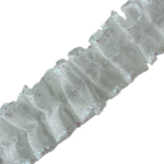 1" Box Pleated Organza Ribbon Sewn In Center With Iridescent Edges