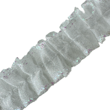 1" Box Pleated Organza Ribbon Sewn In Center With Iridescent Edges