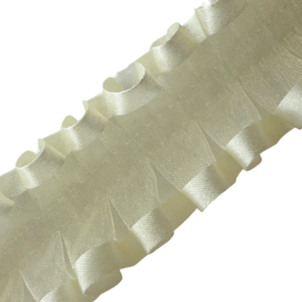 1+1/2" Pleated Organdy Ribbon With Satin Trim