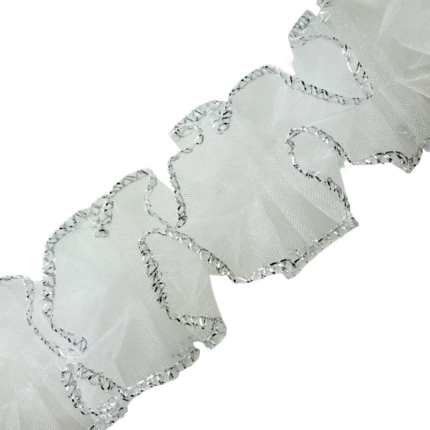 1+1/2" Flower Shaped Pleated Organdy Ribbon