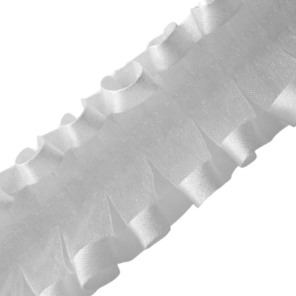 1+1/2" Pleated Organdy Ribbon With Satin Trim