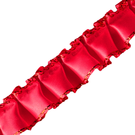 7/8" Box Pleated Satin Ribbon With Gold Metallic Edges