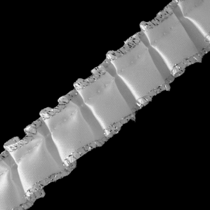 7/8" Box Pleated Satin Ribbon With Silver Metallic Edges