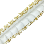 7/8" Box Pleated Satin Ribbon With Gold Metallic Edges
