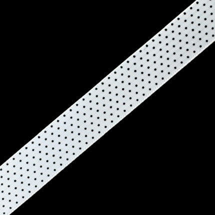 White Dots on 5/8" Satin Swiss Dot Ribbon