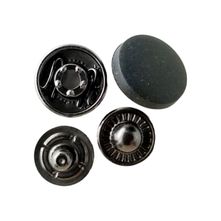 Black Matte Size 24 (5/8") Spring Snap with Rubber Coated Cap