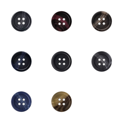 Color Assortment of 4-Hole Pants Buttons with Matte Center and Shiny Rim - 1/2", Groups of 8 Gross (1