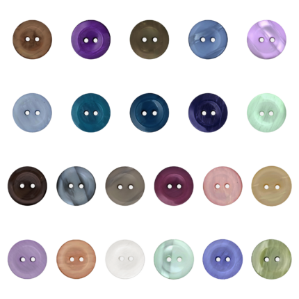 Color Assortment of 2-Hole Variegated Buttons with Shiny Finish - 5/8", Groups of 22 Gross (3