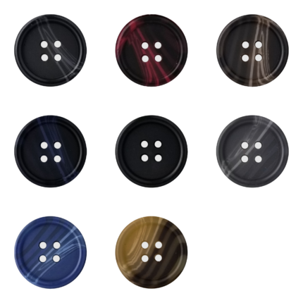 Color Assortment of 4-Hole Pants Buttons with Matte Center and Shiny Rim - 13/16", Groups of 8 Gross (1