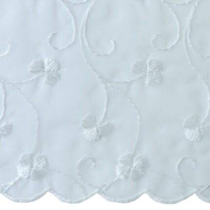 Light Blue 52" Scallop on Both Edges All Over Lace with Embellished Flowers