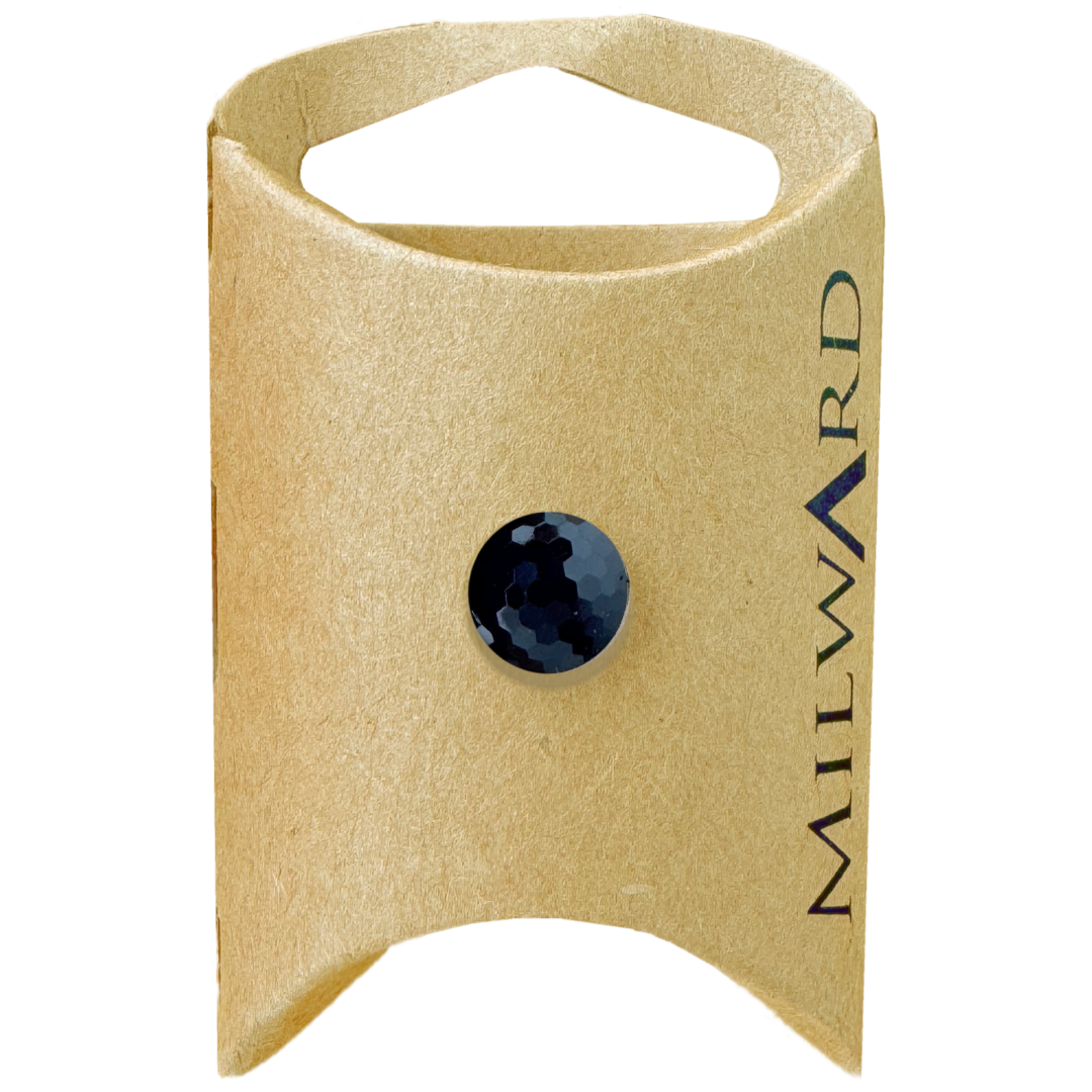 milward-green-carded-black-11mm-18L-nylon-shank-diamond-cut-button-heits-wholesale-MGB140 Milward Green Carded Nylon Shank Diamond Cut Button - Image 1