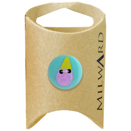 Milward Green Carded Blue 19mm (30L) Polyester 2-Hole Ice Cream Button