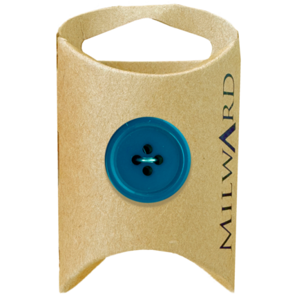 Milward Green Carded Mid-Blue Polyester 4-Hole Round Button
