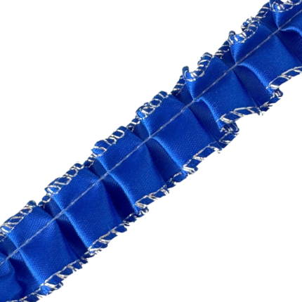 7/8" Box Pleated Satin Ribbon With Silver Metallic Edges