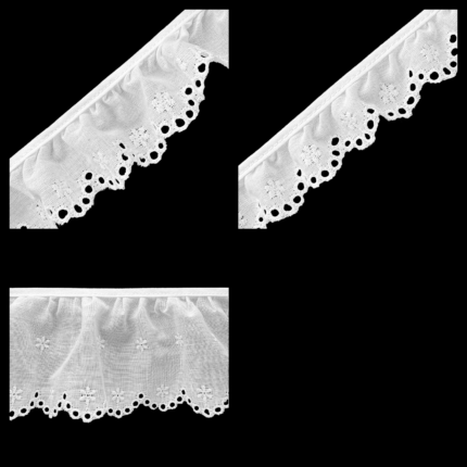 Size assortment of the Ruffled Eyelet with Flowers and Detailed Edge