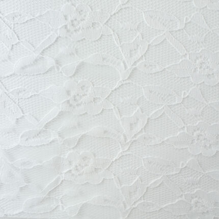 White 58" No Scallop Edges All Over Lace
