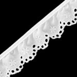 White Ruffled Eyelet With Flowers And Detailed Edge