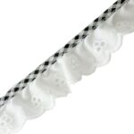 White Ruffled Eyelet With Flowers And Detailed Edge