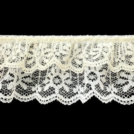 Lace On 2" Ruffled Lace Double Combo - The Spool (50 Yards), Cream On White