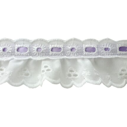 White Eyelet With White Beading And 3/8" Ribbon Insert