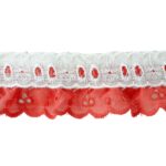 Colored Eyelet With White Beading And 3/8" Ribbon Insert